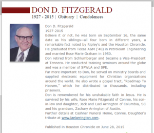 Dad's published obituary